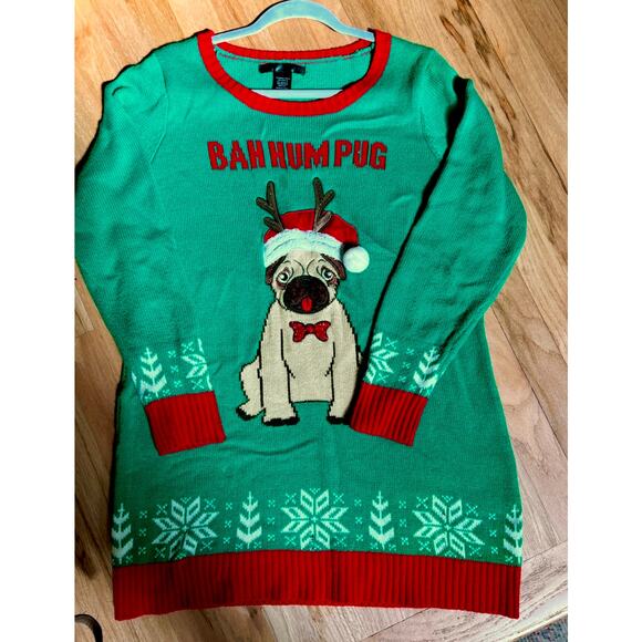 Bah Hum Pug - Ugly Christmas Sweater, Medium - Picture 4 of 5